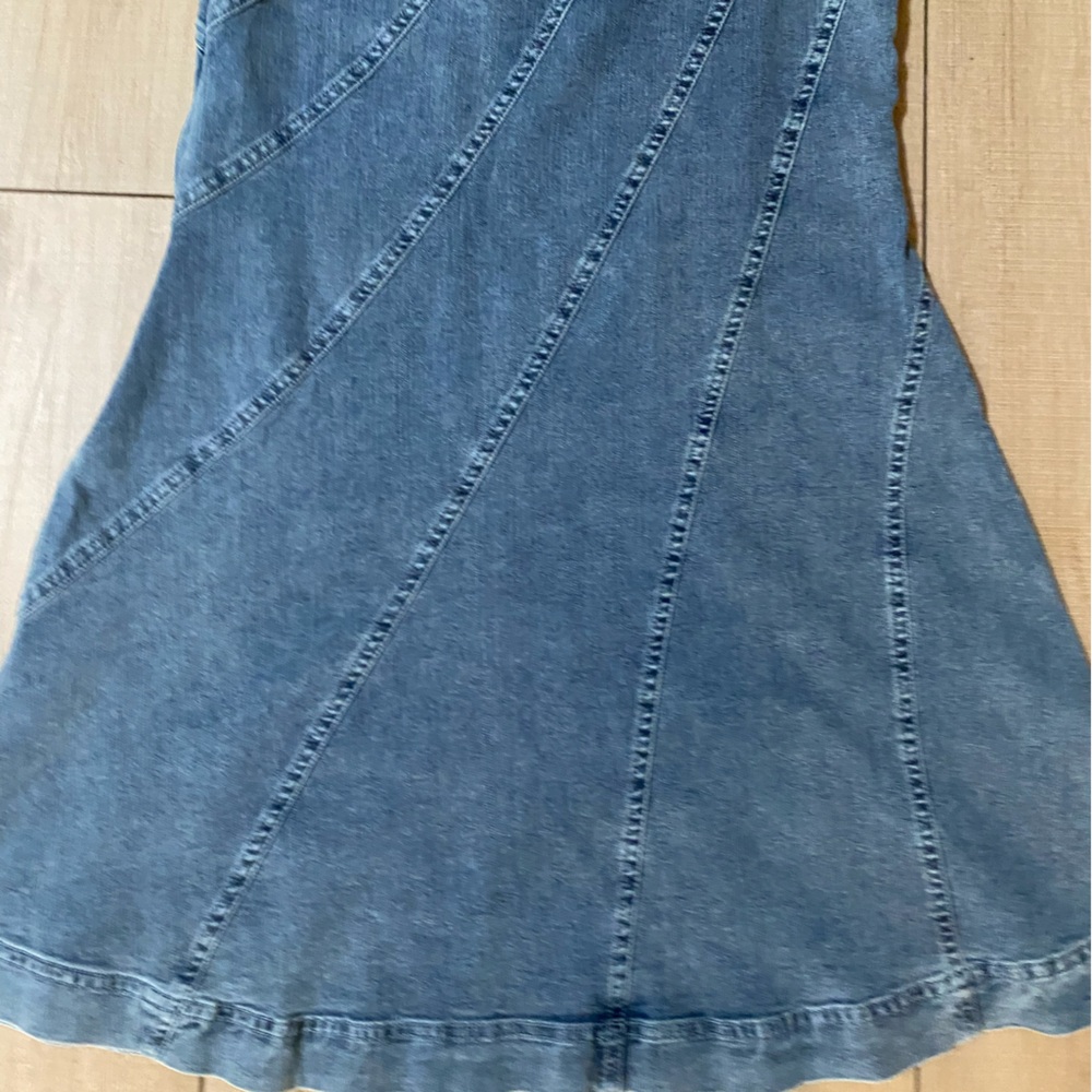 Mustard Seed Denim Tank Dress – Blue, Size L Flared A-Line, Chambray Dress - Picture 10 of 13